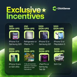 Clicksense incentives